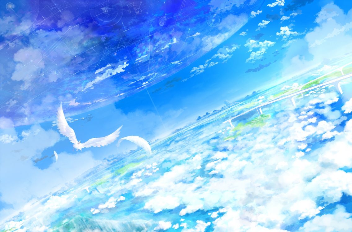Wallpaper Blue and White Clouds and Sky Painting, Background - Download  Free Image