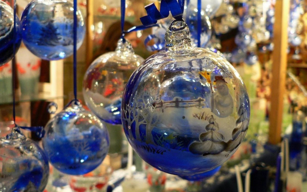 christmas decoration, cobalt blue, glass, christmas, gift