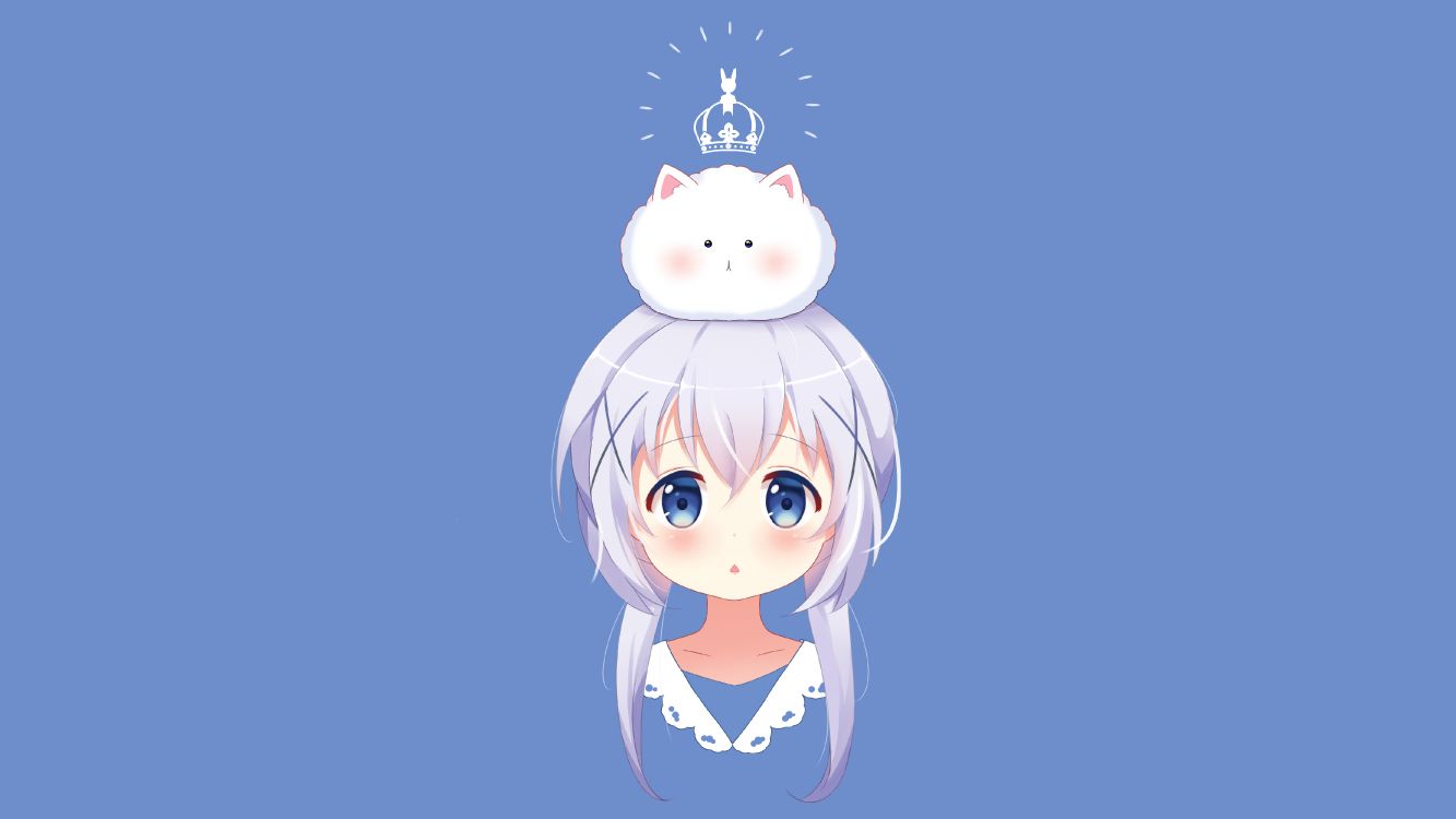 Mädchen im Blauen Und Weißen Kleid Anime-Charakter. Wallpaper in 4444x2500 Resolution