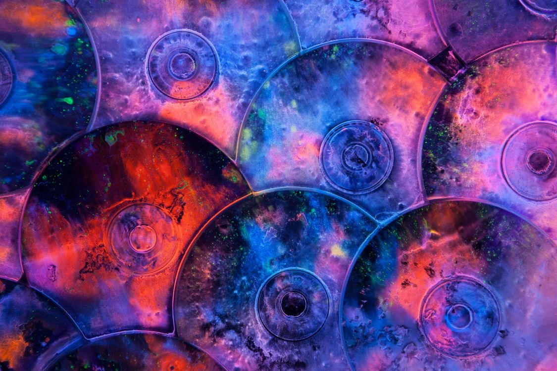 compact disc, color, fractal art, psychedelic art, purple