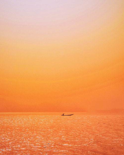 Image horizon, orange, sea, afterglow, sunrise