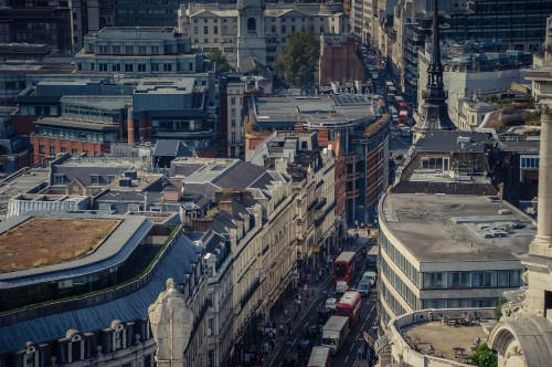 Image aerial view of city buildings during daytime