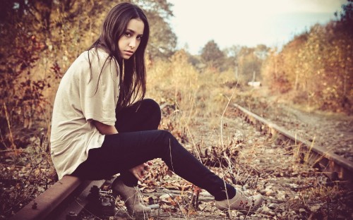 Image beauty, sitting, girl, autumn, sadness