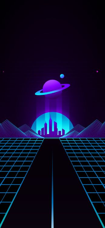 Cyberpunk, Vaporwave, Synthwave, Purpur, Veilchen. Wallpaper in 1242x2688 Resolution