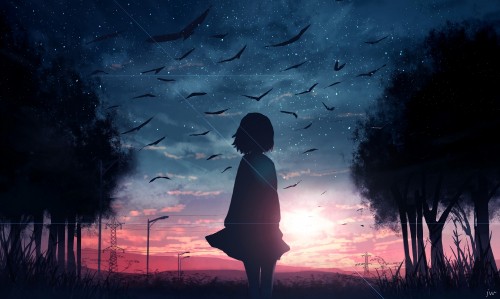 Image bright anime, anime, illustration, sleeve, cloud