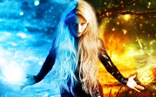 Image ice girl, blue, beauty, long hair, electric blue