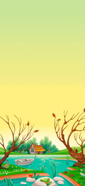 vector graphics, landscape painting, cartoon, illustration, landscape