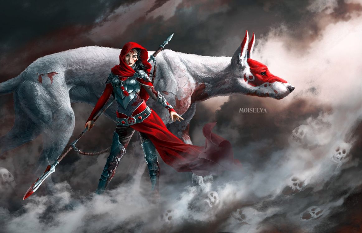 Homme en Costume Rouge et Noir Tenant un Cheval Blanc. Wallpaper in 2560x1650 Resolution