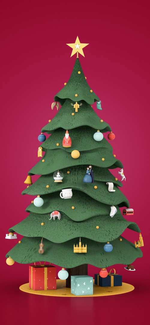 Image christmas, christmas tree, Santa Claus, new year, holiday