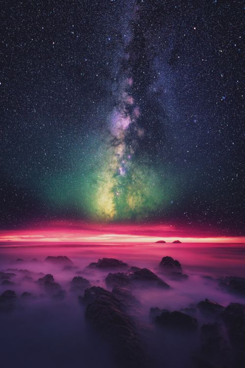 Cielo Negro y Rojo Con Estrellas. Wallpaper in 1280x1920 Resolution