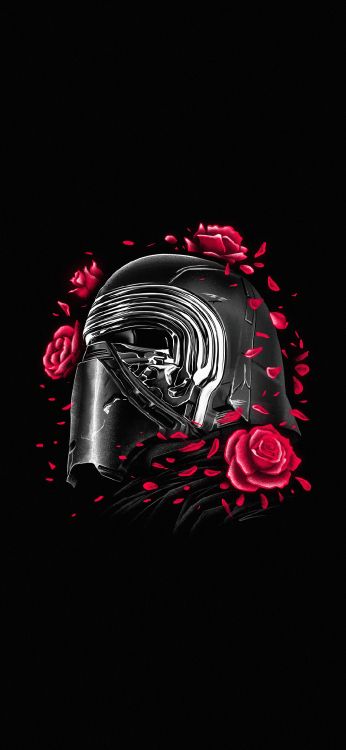 Casco Kylo Ren, Star Wars, Pétalo, Rosa, Magenta. Wallpaper in 1080x2340 Resolution
