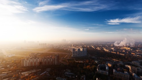 Image aerial view of city buildings during daytime