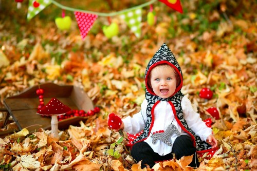 Image autumn, infant, leaf, child, toddler