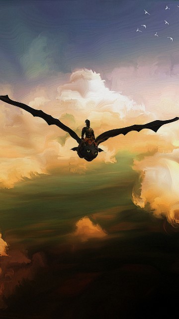 Image bird flying under cloudy sky during daytime