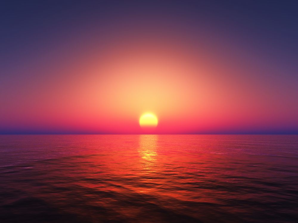 sunset, sun, afterglow, water, atmosphere