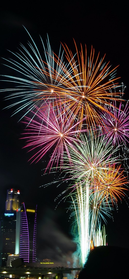 Image new year, christmas, fireworks at night, fireworks, new years eve