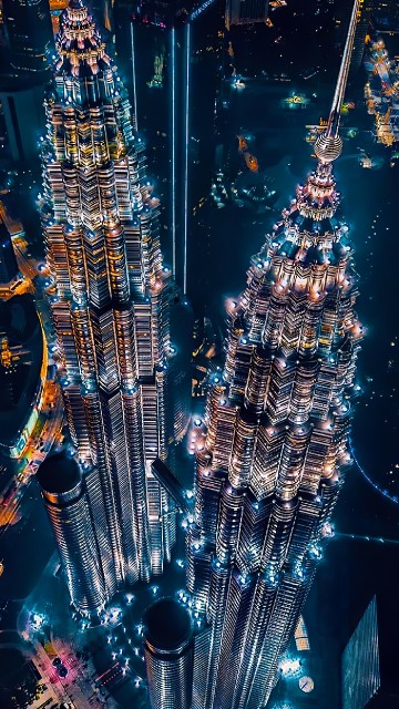 Image cityscape, world, christmas lights, majorelle blue, building