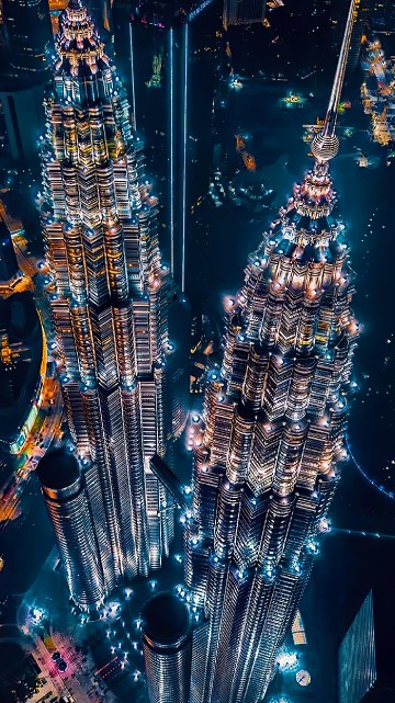 Image cityscape, world, christmas lights, majorelle blue, building
