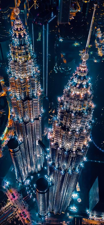 Image cityscape, world, christmas lights, majorelle blue, building