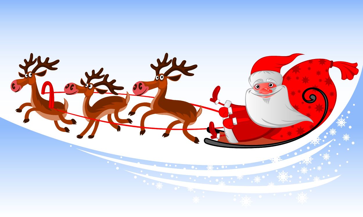 Weihnachtsmann, Weihnachten, Rentier, Hirsch, Illustration. Wallpaper in 6000x3600 Resolution