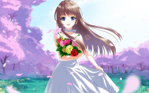 Image girl in pink dress anime character