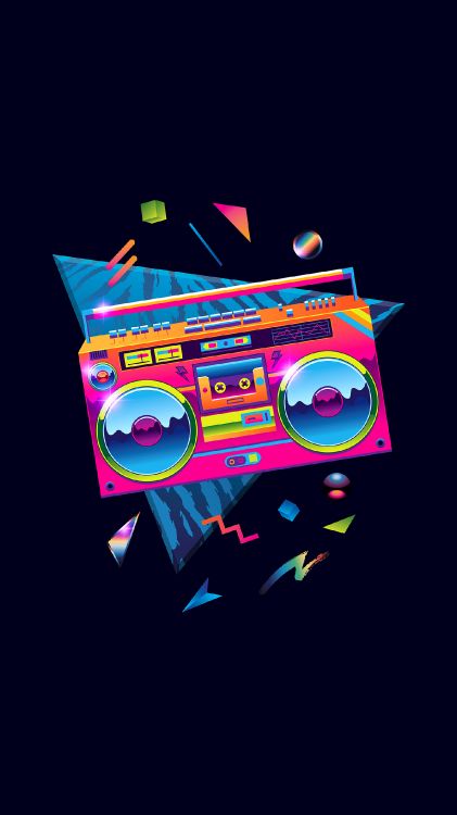80er Ghettoblaster Bunt, 1980er Jahre, 1990er Jahre, 1970er Jahre, 1950er. Wallpaper in 1440x2560 Resolution