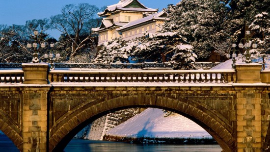 Image brown concrete bridge over river