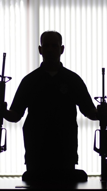 Image Ghost gun, microphone stand, music, musical instrument, silhouette