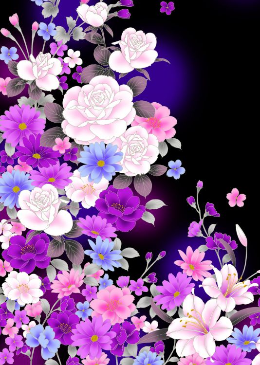 Purple and White Flowers With Green Leaves. Wallpaper in 1426x2000 Resolution