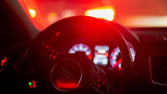 Image red and black jeep steering wheel