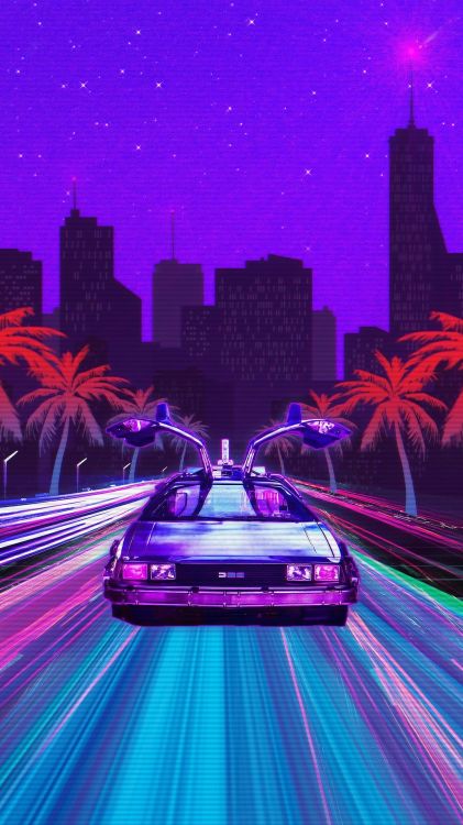 La Estética, Vaporwave, Coche Vaporwave, Synthwave, Iluminación Automotriz. Wallpaper in 1080x1920 Resolution