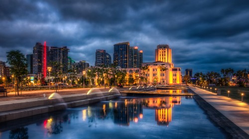 Image city skyline during night time