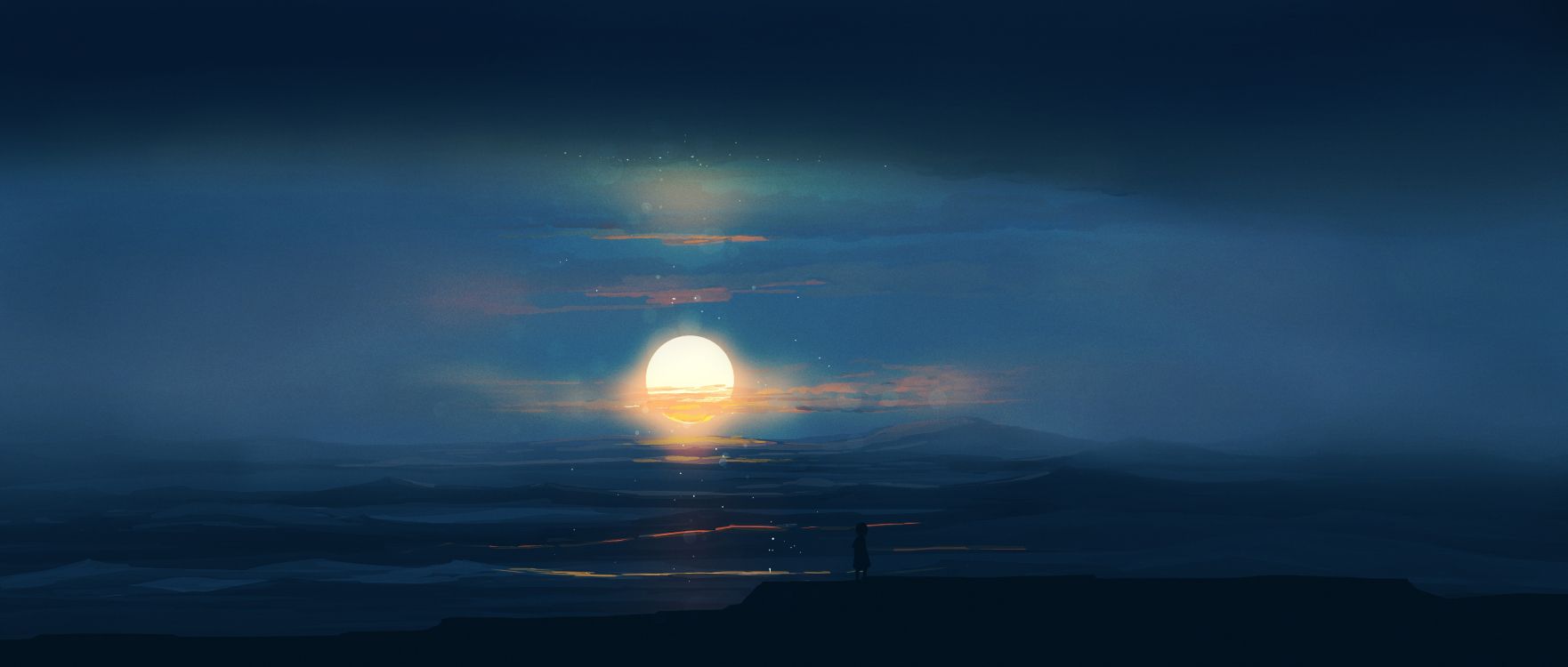 Soleil Sur Les Nuages Sur la Mer. Wallpaper in 3760x1600 Resolution