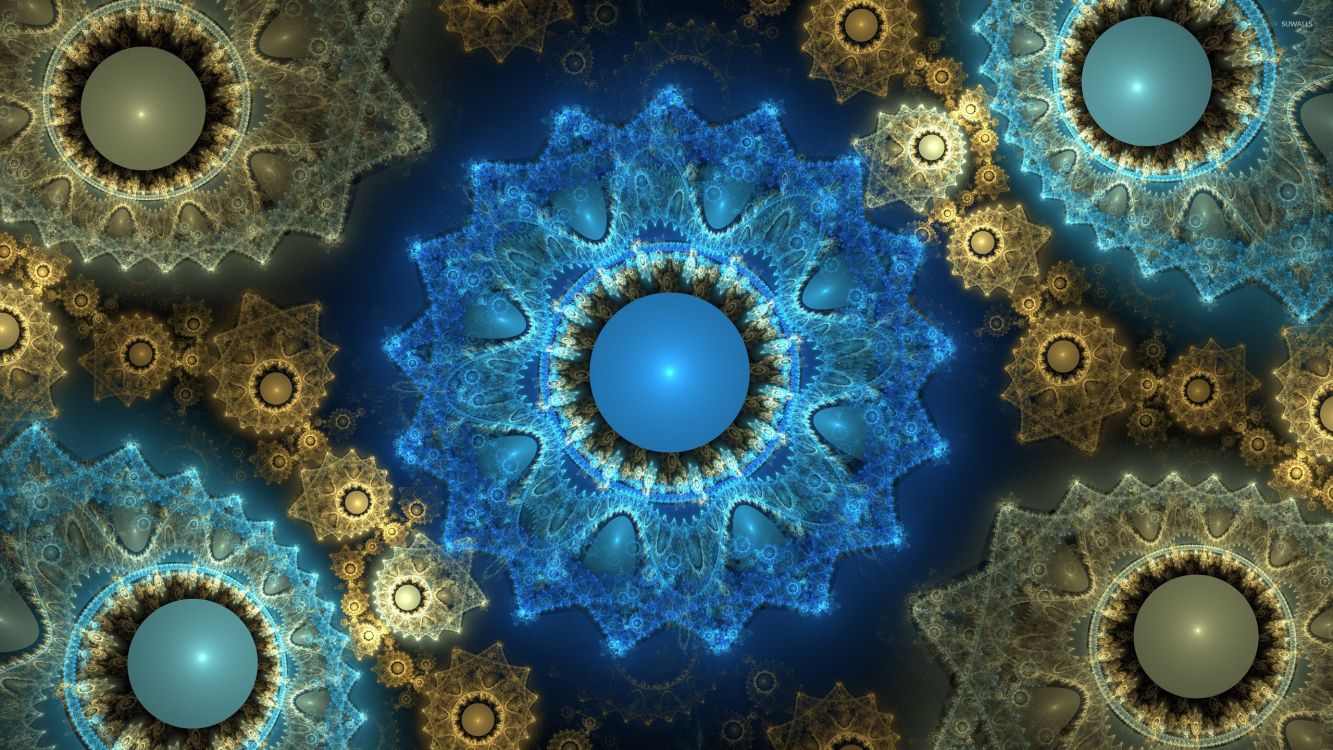分形技术, 艺术, 万花筒, 对称, 圆圈 壁纸 2560x1440 允许