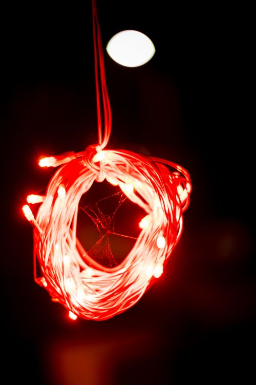 red light on black background