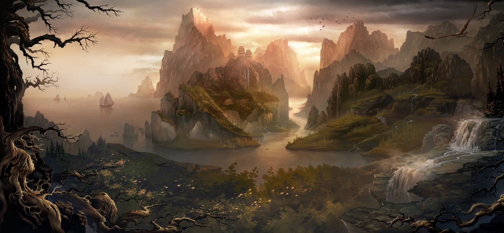 Montagne Rocheuse Brune Sous Ciel Nuageux Pendant la Journée. Wallpaper in 2341x1080 Resolution