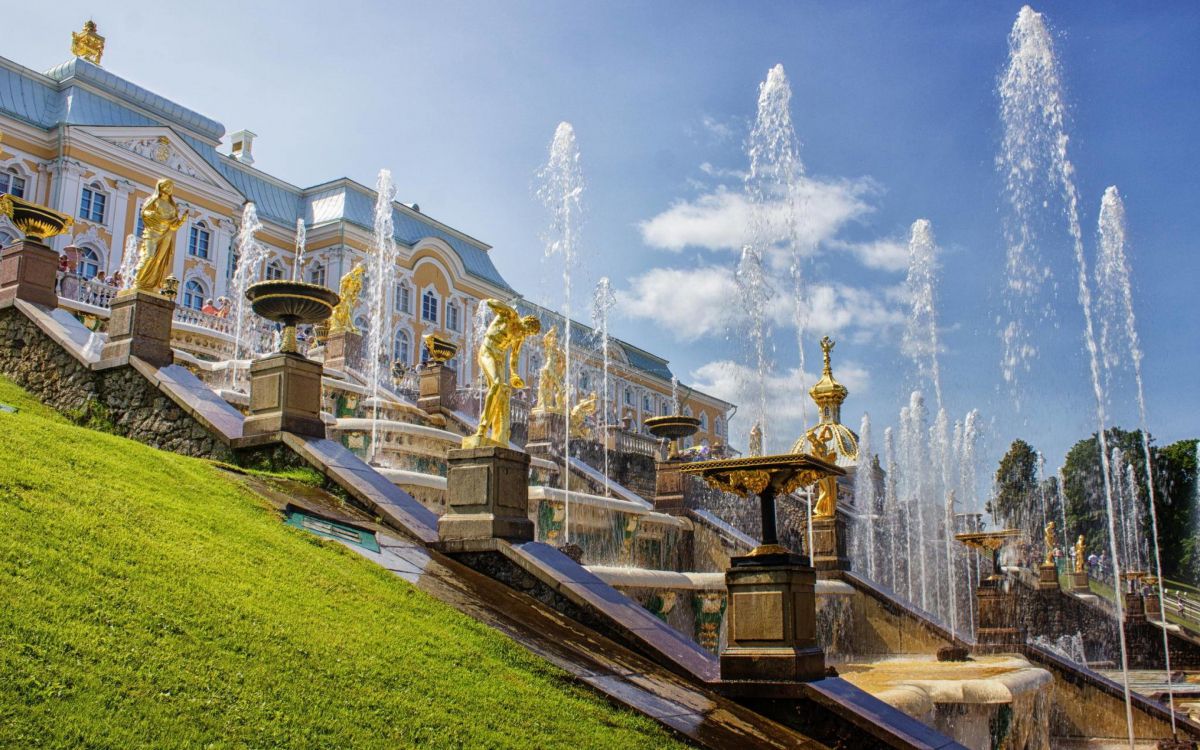 water fountain in front of building