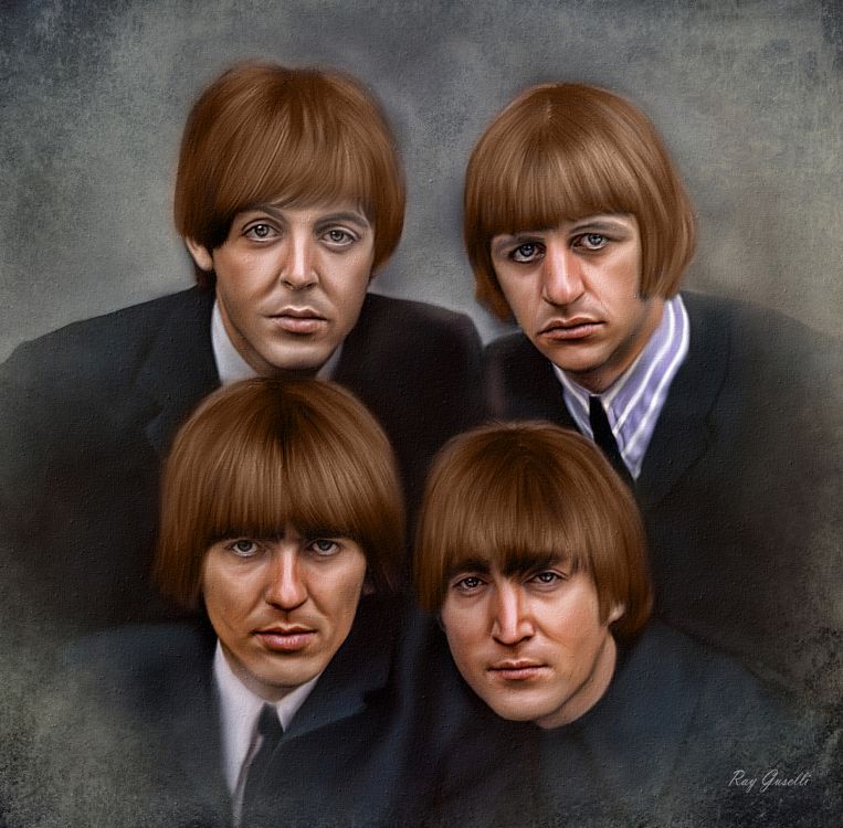 约翰*列侬, 保罗*麦卡特尼, 乔治*哈里森, Ringo Starr, 披头士 8x10 壁纸 3600x3535 允许
