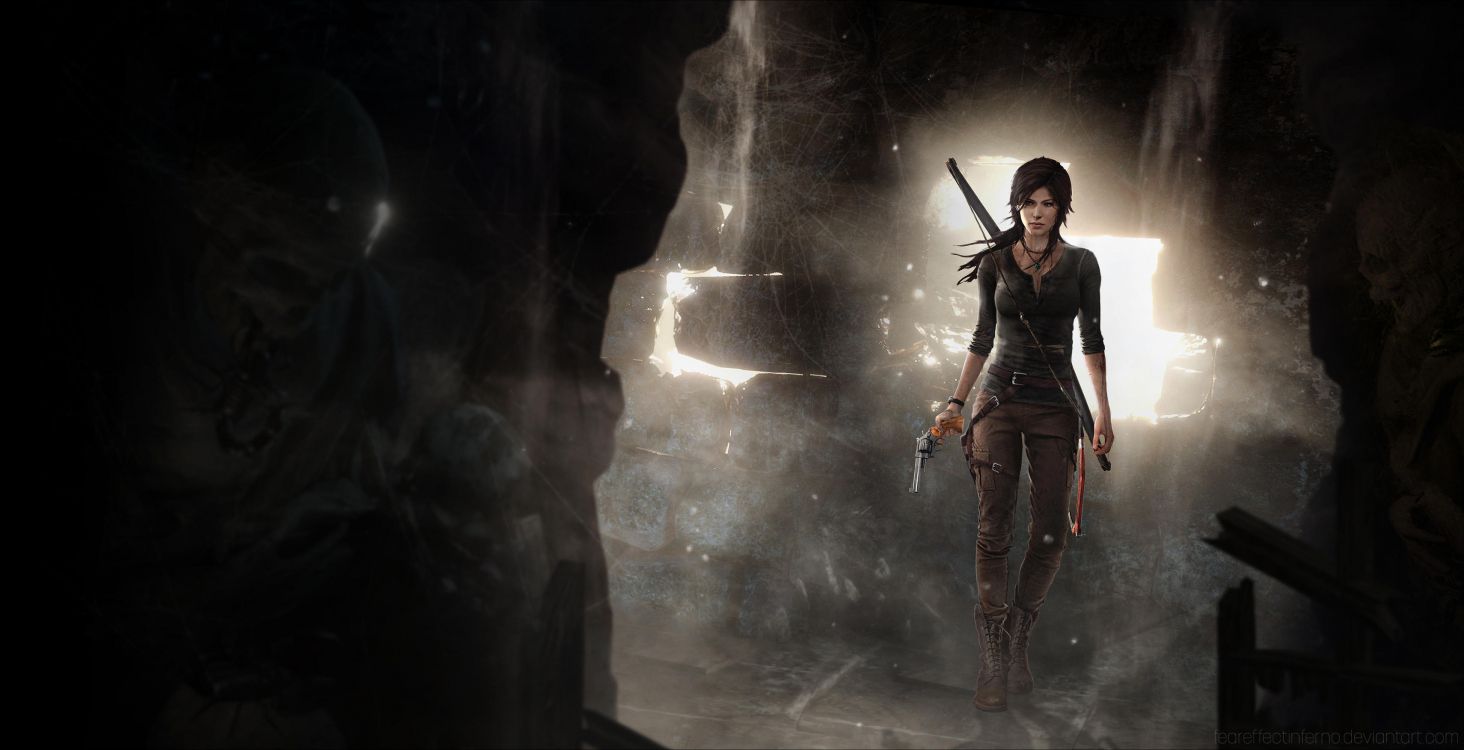 Tomb Raider, Shadow of The Tomb Raider, Juego de Pc, Composición Digital, Juego de Aventura. Wallpaper in 3422x1753 Resolution
