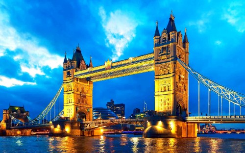 Image london bridge under blue sky during night time