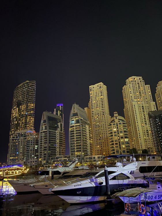 dubai, Dubai Marina, body of water, night, winter