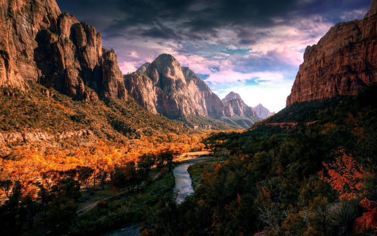 River Between Green Grass and Trees Near Mountains Under White Clouds and Blue Sky During Daytime. Wallpaper in 2560x1600 Resolution