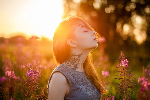 Image tattoo, People in nature, hair, nature, backlighting