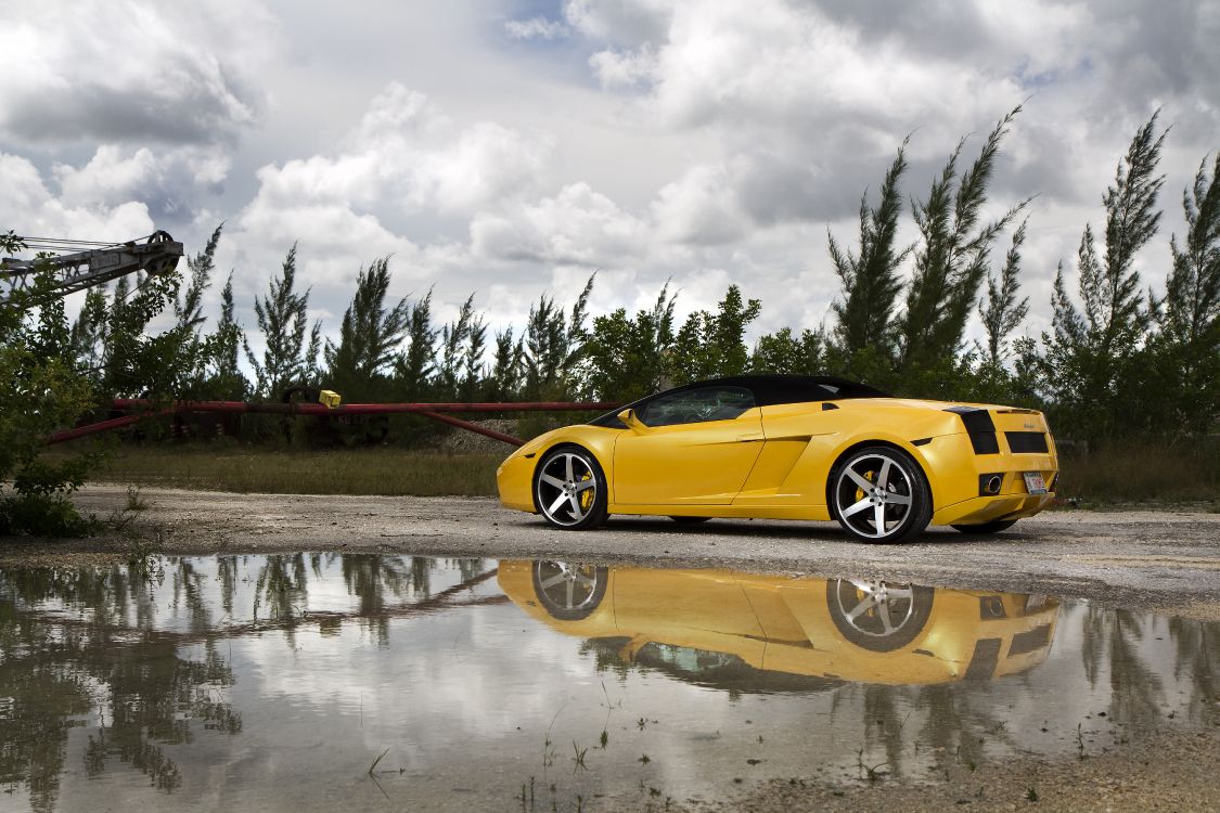 Ferrari 458 Italia Jaune Sur L'eau. Wallpaper in 5184x3456 Resolution