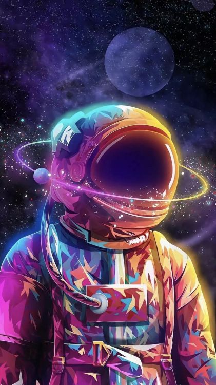 Astronaut, Bunter Astronaut, Raumanzug, Raum, Kunst. Wallpaper in 888x1579 Resolution