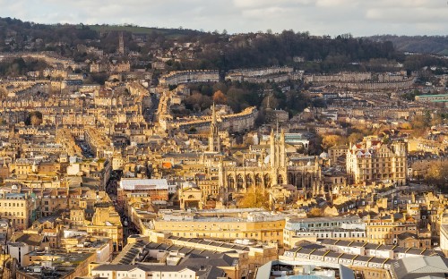 Image aerial view of city buildings during daytime