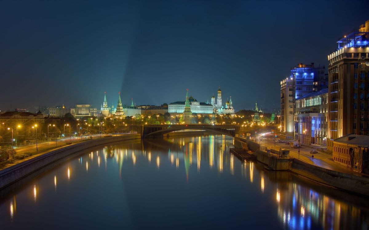 city skyline during night time