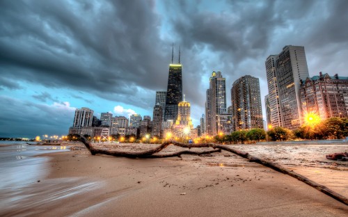 Image city skyline under cloudy sky during daytime