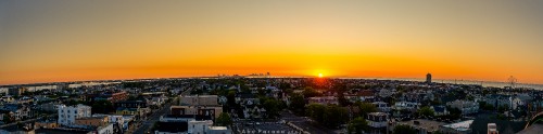 Image city with high rise buildings during sunset