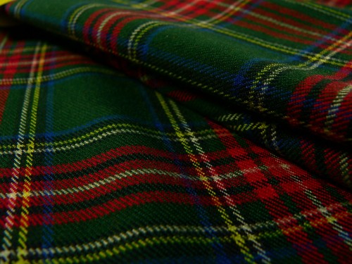 Image blue red and yellow plaid textile